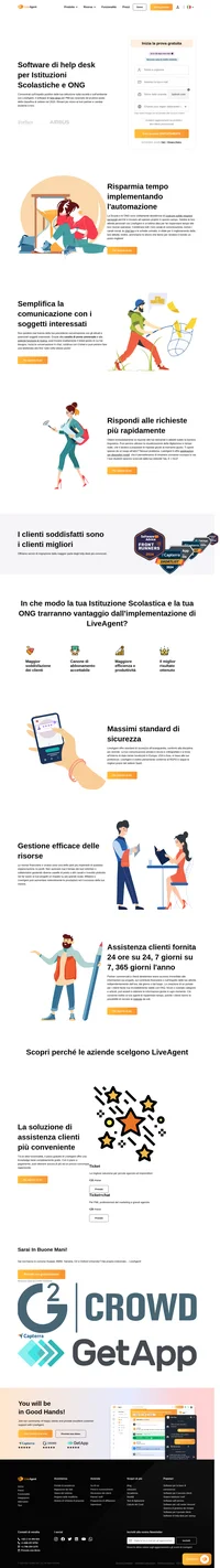 La Scuola e le ONG sono solitamente desiderose di costruire solide relazioni personali perché si trovano ad operare proprio in questo campo. Gestire le loro attività personali con LiveAgent è un'ottima idea per far risparmiare tempo alle loro risorse operative.