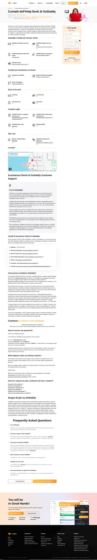 Ecco come contattare il servizio clienti di GoDaddy tramite le e-mail, il supporto della live chat, il numero telefonico, il supporto sui social media e il servizio di self-service.