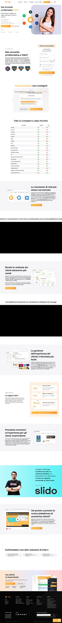 LiveAgent è una grande alternativa a Tidio con una chat dal vivo super veloce e un sistema di ticketing multicanale con prezzi equi.