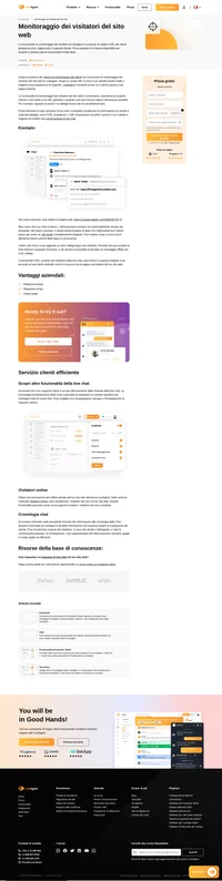 La funzione di monitoraggio dei visitatori del sito web nel software di help desk consente di visualizzare l'URL corrente dei clienti in chat e di ricevere una notifica quando cambiano pagina web.
