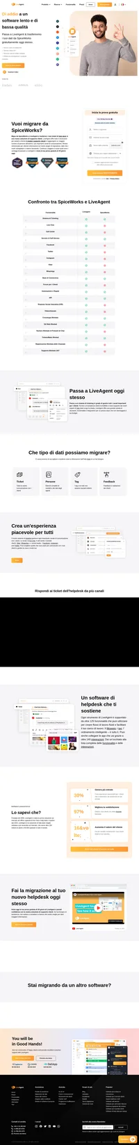 Migra da SpiceWorks a LiveAgent oggi stesso - gratuitamente. Possiamo trasferire tutti i tuoi ticket, i contatti, i profili degli agenti, i feedback e molto altro.
