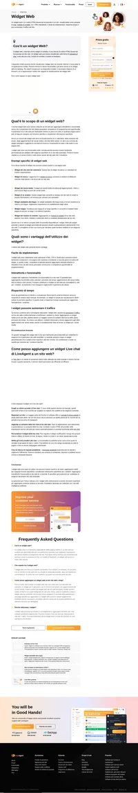 Un widget web è un codice HTML/Javascript incorporato in un sito web. Può assumere la forma di un pulsante di chat, di un invito alla chat, di un modulo di contatto o di feedback.