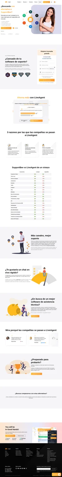 El sistema de tickets de LiveAgent cubre varios canales, incluyendo chat en vivo rápido (visualización de 2.5 segundos) e integración con el centro de llamadas.