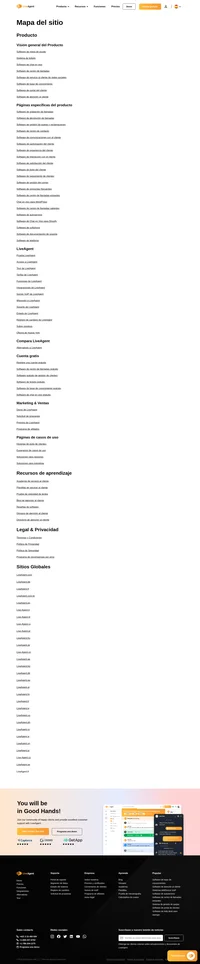 ¿Buscas una página web específica en el sitio web de LiveAgent? Echa un vistazo a nuestro mapa del sitio para encontrar rápidamente la información que buscas.