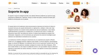 Soporte In-app está provisto de un botón de ayuda localizado en la app. Para más ayuda se contacta un agente de asistencia y se crea un ticket.