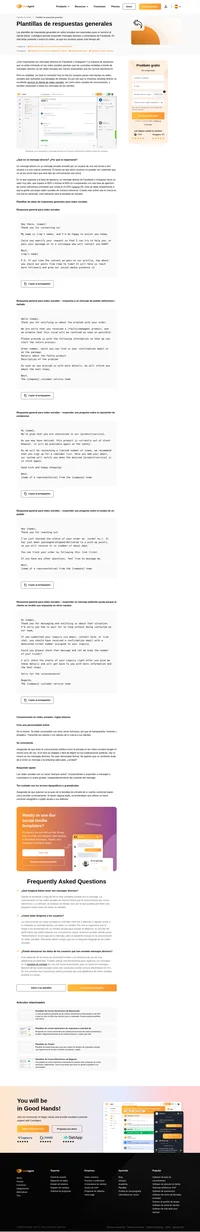 Nuestras plantillas personalizables para respuestas de redes sociales a consultas generales pueden guardarse como mensajes predefinidos y usarse directamente en LiveAgent.