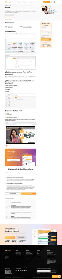 Actio es un operador VoIP que proporciona soluciones de telecomunicación. Conoce más sobre la integración de Actio con LiveAgent y sus beneficios.