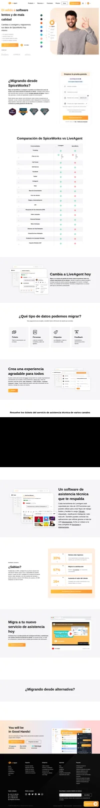Migra de SpiceWorks a LiveAgent hoy mismo, sin cargo. Podemos migrar todos tus tickets, contactos, perfiles de agentes, comentarios y más.