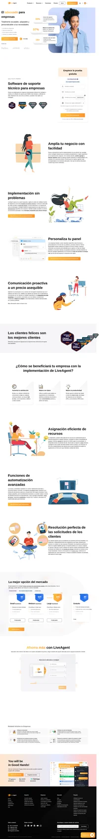 LiveAgent es el software de mesa de ayuda más revisado y mejor calificado (#1) para pequeñas y medianas empresas (PYMES). Las grandes empresas a menudo obtienen su ROI rápidamente con LiveAgent gracias a la función de vista de escritura en tiempo real.