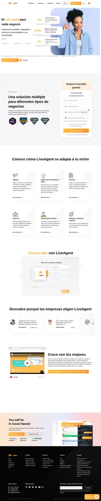 LiveAgent es un software de soporte técnico que se adapta a las necesidades de los diferentes modelos de negocio. LiveAgent puede ayudar a tu compañía con la atención al cliente. Empieza una prueba gratuita de 14 días. No se requiere tarjeta de crédito. Conoce cómo LiveAgent se ajusta a tu nicho, agencia, institución educativa u ONG.