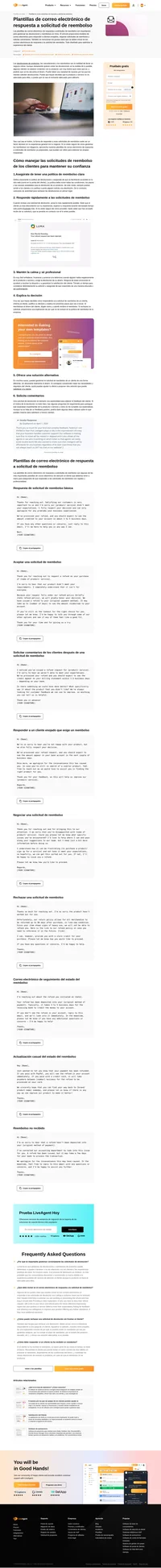 ¿Cómo responder educada y rápidamente a las solicitudes de reembolso de los clientes? Prueba nuestras plantillas de correo electrónico ya preparadas y consigue una experiencia de cliente excelente.