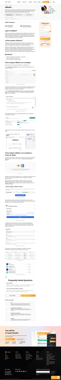 Activando el plugin de AWeber podrás suscribirte y suscribir a tus contactos a tus listas de correo electrónico de LiveAgent. Lee sobre la integración de AWeber.