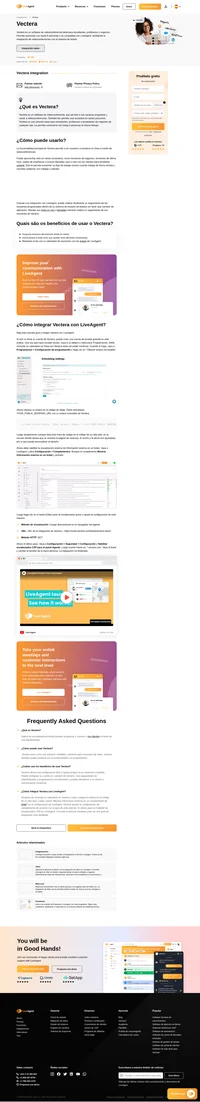 Programa y realiza videoconferencias directamente desde el panel de control de tu software de asistencia técnica mediante la integración con Vectera para LiveAgent.