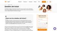 Después de hacer clic en la identificación del ticket en el hilo de ticket, aparecen los detalles. El detalle del ticket proporciona información adicional sobre éste.