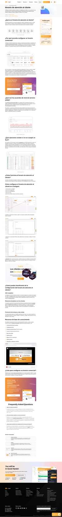 El horario de atención al cliente de LiveAgent configura sus niveles de SLA para que tomen medidas solo durante los períodos de tiempo especificados con la posibilidad de excluir los días festivos. Leer más.