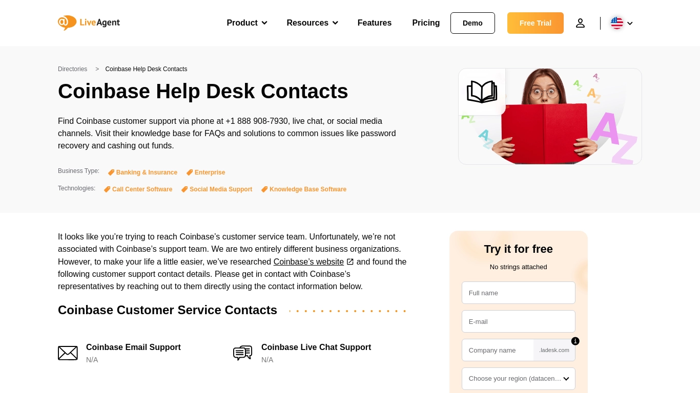 Coinbase Help Desk Contacts - LiveAgent