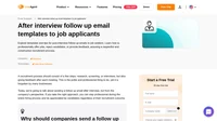 Ready to use examples of a follow up email after interview templates to applicants. Fill in your own details and show a professional approach when rejecting or approving job candidates.