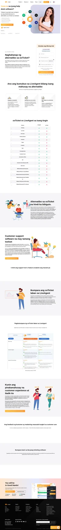 Naghahanap ng tamang alternatibo para sa osTicket? I-pagkumpara ang LiveAgent laban sa osTicket ngayon at makakuha ng mas mahusay na customer support software ngayon.