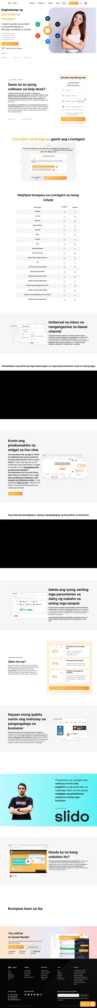 Ang LiveAgent ay ginawang perpektong alternatibo sa HelpSpot. Ipakilala ang iyong sarili sa aming hindi kapani-paniwalang multi-channel na sistema sa pagtitiket at simulan ang iyong libreng pagsubok.