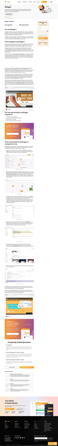 Ang Blogger ay isang sikat na libreng blog-type content management system na puwede ring maglagay ng LiveAgent live chat.