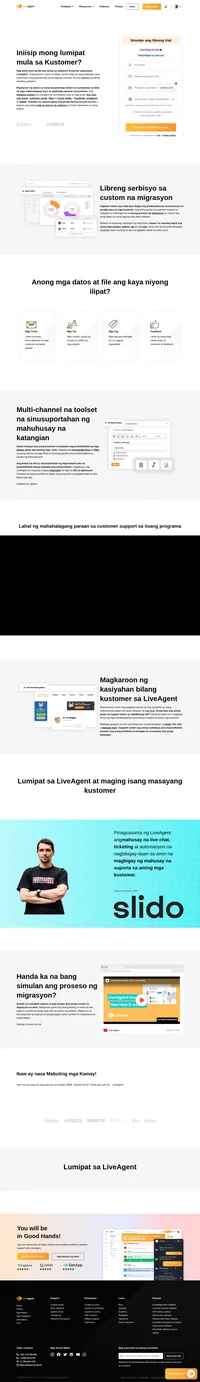 Lilipat mula sa Kustomer? Maaaring makatulong ang LiveAgent sa pag-asikaso ng lahat mula sa mga email hanggang social media at knowledge base. Lumipat nang libre ngayon.