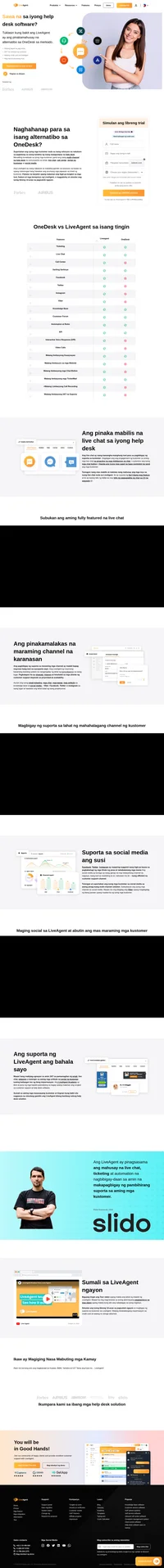 Ang paghahanap mo para sa alternatibo sa OneDesk ay tapos na. Lumipat sa LiveAgent at makakuha ng isang multi-channel ticketing system na sumusuporta din sa social media.
