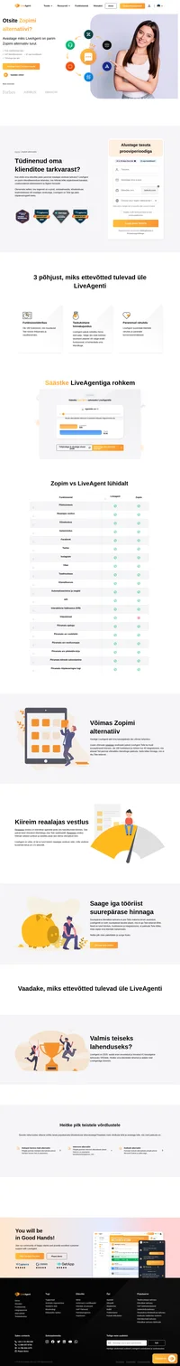 Liveagent on parim klienditeeninduse lahendus, mis hõlmab kõiki asjakohaseid kanaleid, usaldusväärset piletisüsteemi ja õiglast hinnasilti. Lisaks võimsale reaalajas vestlusele pakub liveagent Teile ka muid suurepäraseid tööriistu, üle 180 funktsiooni ja rohkem kui 40 integratsiooni, mis aitavad Teil pakkuda parimat võimalikku kliendituge. Liveagentil on kolm suurepärast tasulist plaani, mis ei aja Teie eelarvet lõhki.