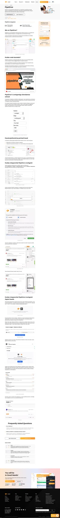 Jälgige oma müügivihjeid ja pakkumisi PipeDrive integratsiooniga LiveAgentile. See integratsioon koondab Teie töövoo hõlbustamiseks kõik Teie andmed ühele juhtpaneelile.