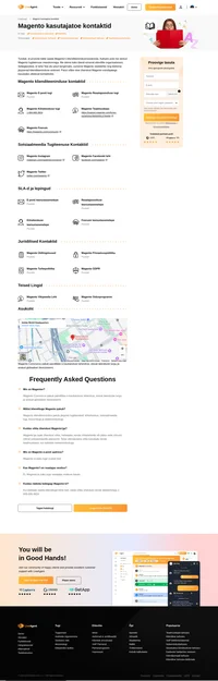Kuidas võtta ühendust Magento klienditeenindusega e-posti, reaalajas vestluse, telefoninumbri, sotsiaalmeedia toe ja iseteenindustoe kaudu.