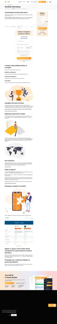 Liveagent je najbolj pregledana in na prvem mestu ocenjena programska oprema za pomoč uporabnikom, zato menimo, da je odlična alternativa za zendesk. Liveagent je na voljo v 43 prevodih v različne jezike (nekateri delni) in podpira jezikovno prilagodljive pripomočke.