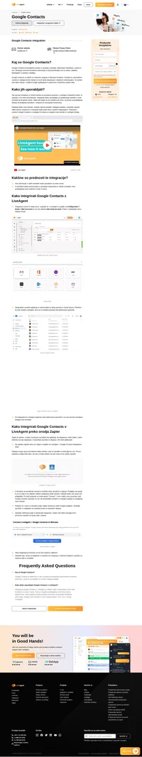 Google Contacts integracija vam omogoča udobno upravljanje z vašimi kontakti iz LiveAgent. Enostavno jih integrirajte preko Zapier orodja.