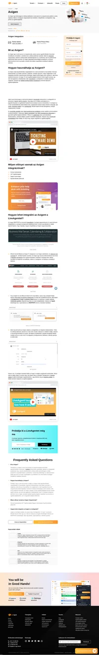 Az Axigen irodai együttműködési megoldást és e-mail szervert biztosít Önnek. Néhány egyszerű lépésben megtudhatja, hogyan integrálhatja a LiveAgent szolgáltatással.