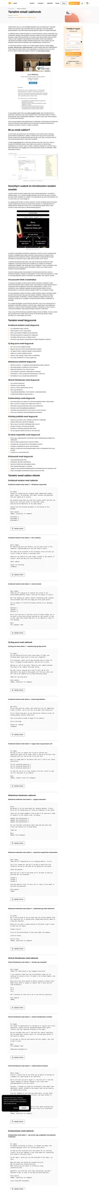 Tegye könyvjelzőibe ezt az oldalt, hogy minden tartalmi email sablont elmentsen egy helyre, beleértve a webinárium meghívó sablonokat, az elolvasandó emaileket és a hírlapokat.