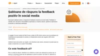 Salvați șabloanele noastre de răspuns la feedback pozitiv pentru social media ca mesaje predefinite și răspundeți cu încredere la feedback-ul clientului.