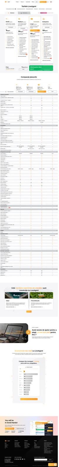 Planurile LiveAgent încep de la 15 $/agent/lună și includ ticketing prin e-mail, funcție de chat live, bază de cunoștințe și multe altele. Pachetul complet este disponibil la 69 $/agent/lună.