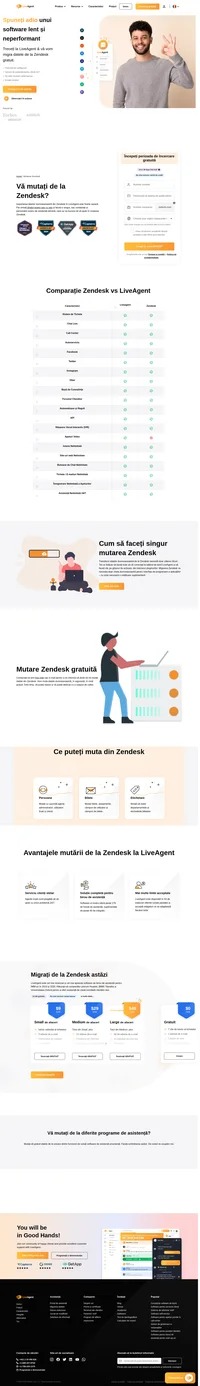 Începeți mutarea datelor Zendesk, făcând clic pe un simplu cursor de activare. Toate biletele și agențiile dumneavoastră vor fi transferate, în siguranță, în LiveAgent.