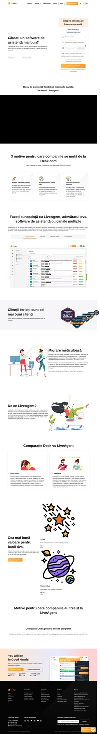 Vedeți de ce LiveAgent este cea mai bună alternativă la Desk.com. Aflați avantajele și înscrieți-vă astăzi pentru o perioadă de încercare gratuită de 14 zile, fără obligații.