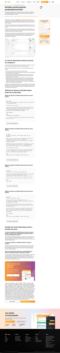 Folosiți șabloanele noastre de răspuns predefinite pentru întrebările din social media despre prețurile produselor/serviciilor. Sunt profesionale și complet personalizabile!
