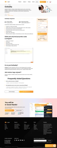 Zwiększ przepływ pracy dzięki integracji GoDaddy z usługą LiveAgent. Integracja GoDaddy umożliwia umieszczenie przycisku czatu na żywo w witrynach internetowych.