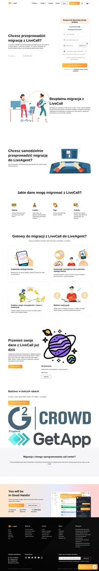 Chcesz przeprowadzić migrację z LiveCall? U nas jest to możliwe! Skontaktuj się z zespołem pomocy technicznej LiveAgent i już dziś rozpocznij bezpłatną migrację danych.