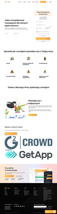LiveAgent to oprogramowanie help desk dostosowujące się do potrzeb różnych modeli biznesowych. LiveAgent pomoże Twojej firmie we wsparciu klienta. Zacznij darmowy 14 dniowy okres próbny – nie wymagamy karty kredytowej.
