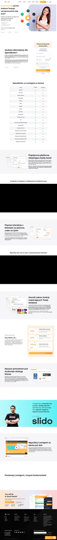 Dowiedz się, co sprawia, że LiveAgent jest świetną alternatywą dla SpiceWorks. Rozpocznij bezpłatny okres próbny i dowiedz się więcej o systemie obsługi zgłoszeń.