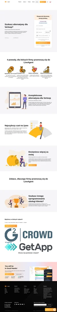 LiveAgent to kompleksowe rozwiązanie dla wsparcia klienta dla twojej firmy. Dzięki przydatnym narzędziom, obsługiwaniu wielu kanałów i ponad 175 funkcjom, LiveAgent to idealny wybór dla twojej firmy. Czat na żywo LiveAgent jest najszybszy na rynku: aktualizuje się co 2,5 sekundy.