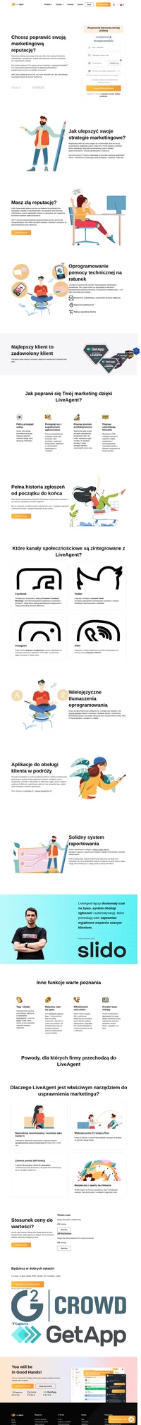 LiveAgent łączy w sobie doskonały czat na żywo, system obsługi zgłoszeń i automatyzację. Popraw swój marketing dzięki oprogramowaniu pomocy technicznej LiveAgent.