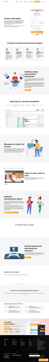 Szukasz alternatywy dla Helprace? Widziałeś LiveAgent? Przyjrzyj się korzyściom i dowiedz się, dlaczego LiveAgent jest najlepszą alternatywą.