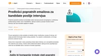 Predlošci popratnih emailova za kandidate poslije intervjua spremni za korištenje. Popunite vlastitim informacijama i pokažite profesionalan pristup pri odbijanju ili zapošljavanju kandidata.