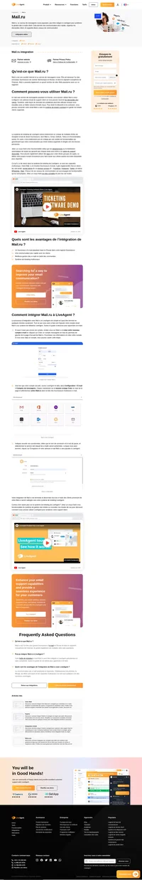 Connectez Mail.ru à LiveAgent et accédez à davantage de fonctionnalités et de canaux de communication pour traiter les demandes des clients.