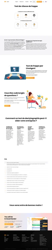 Testez vos compétences en dactylographie avec le test de frappe gratuit de LiveAgent. Découvrez votre vitesse de frappe en quelques minutes et entraînez-vous gratuitement pour vous améliorer.