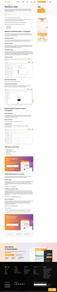 Vyberte si způsob směrování chatu a distribuce, jako například Náhodné přidělení, Oznámení všem či Maximální využití. Více se dozvíte v tomto článku.