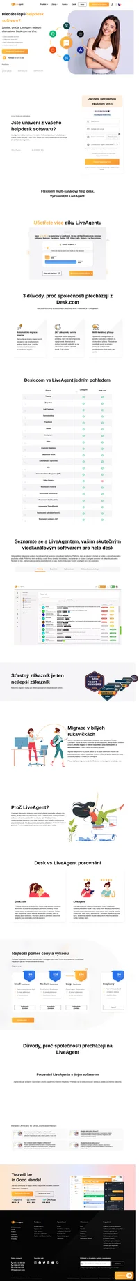 Podívejte se, proč je LiveAgent nejlepší alternativou ke službě Desk.com. Zjistěte výhody a zaregistrujte se do bezplatné 14denní zkušební verze bez jakýchkoli závazků ještě dnes.